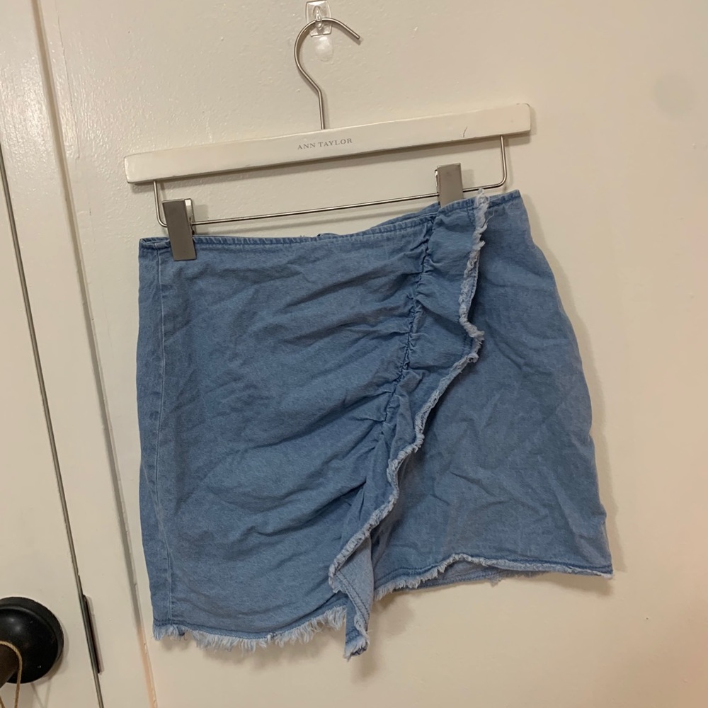 Takara Frayed Ruffle Denim Skirt